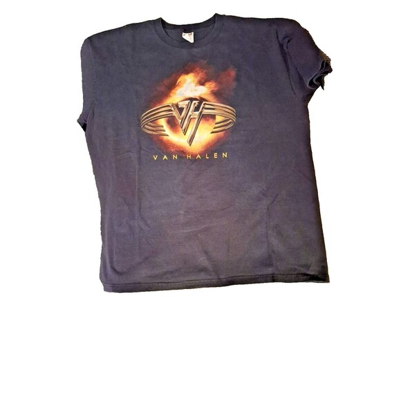 Vintage Van Halen Men's Flaming Globe VH Rings Logo Black T-Shirt Size XL - Picture 3 of 11